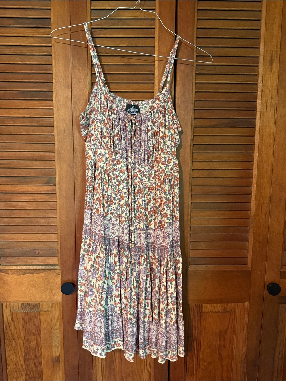 Angie Floral Midi Dress - Cream, Rust & Lavender